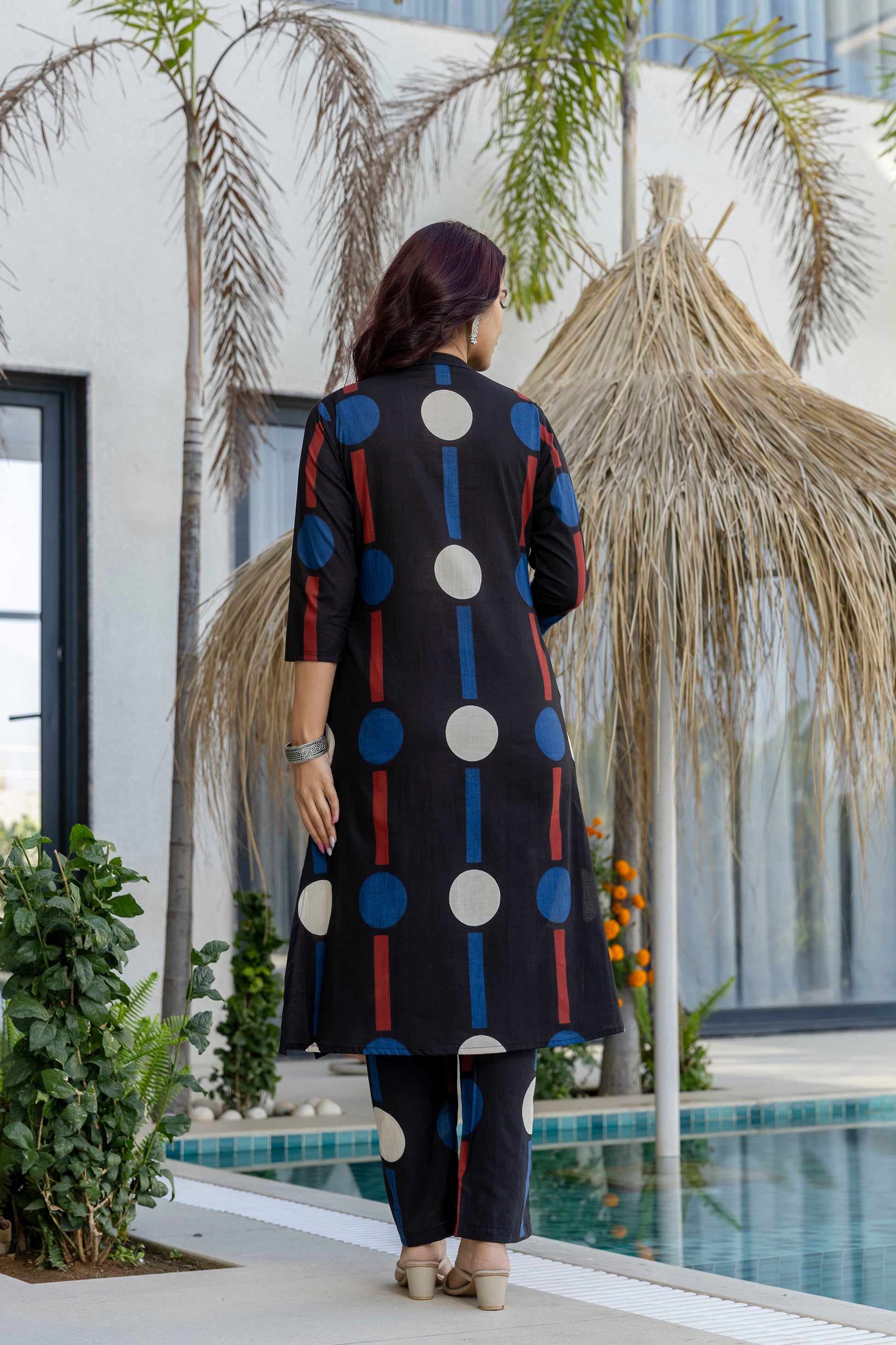 Black Cosmic Polka Stripe Cotton Suit Set - Me&My