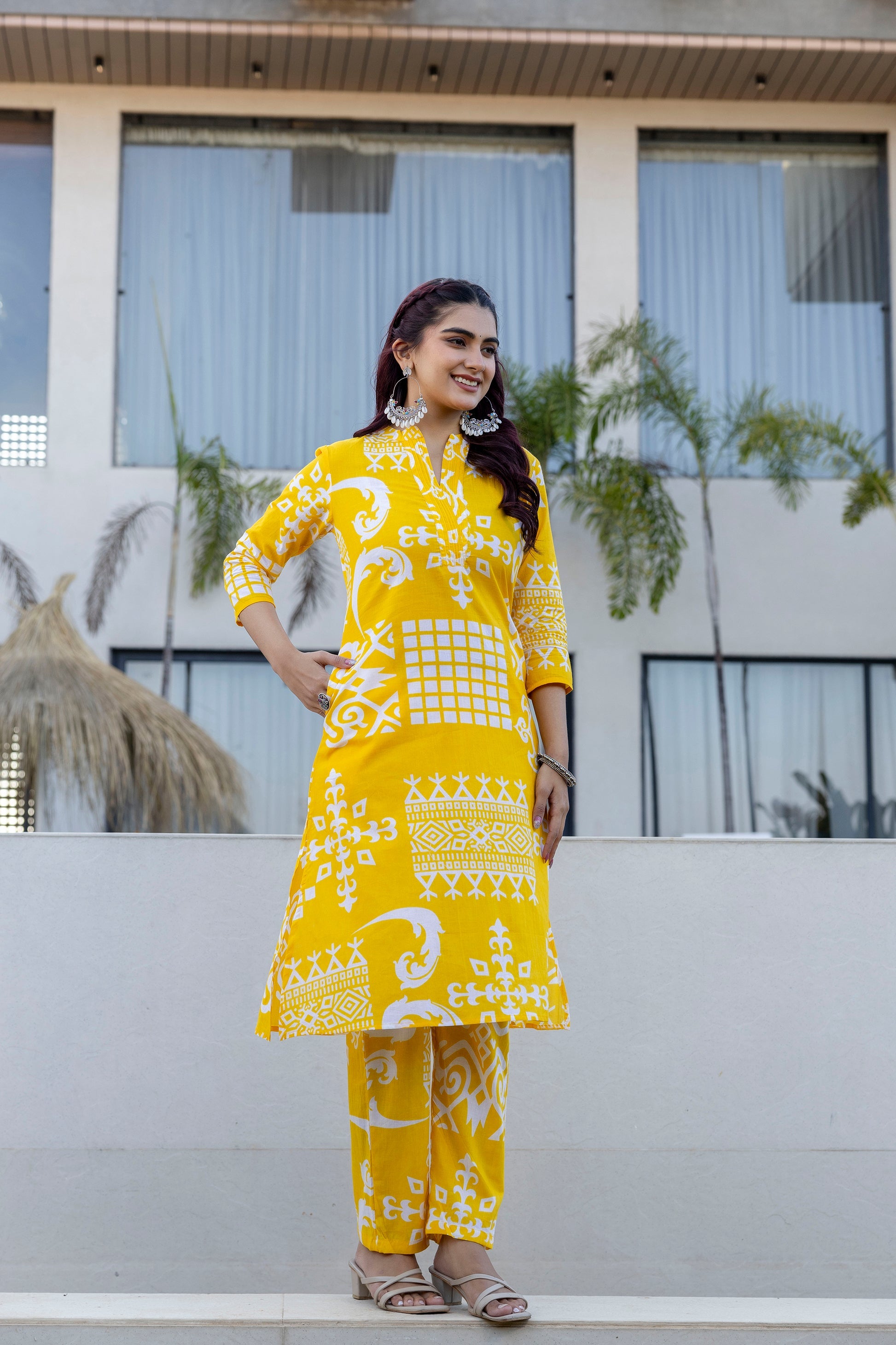 Yellow Zen Abstract Cotton Co-ord Set - Me&My