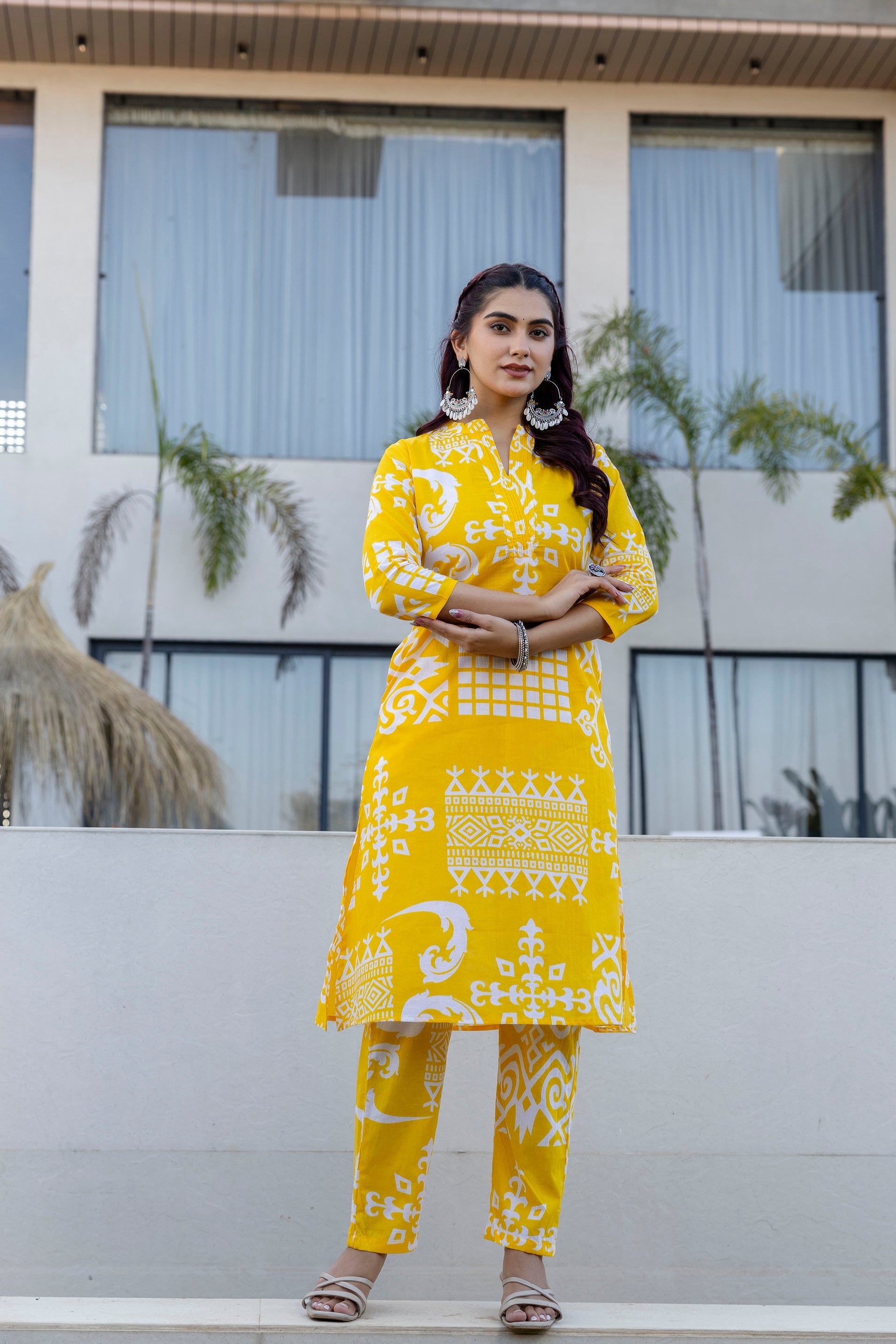 Yellow Zen Abstract Cotton Co-ord Set - Me&My