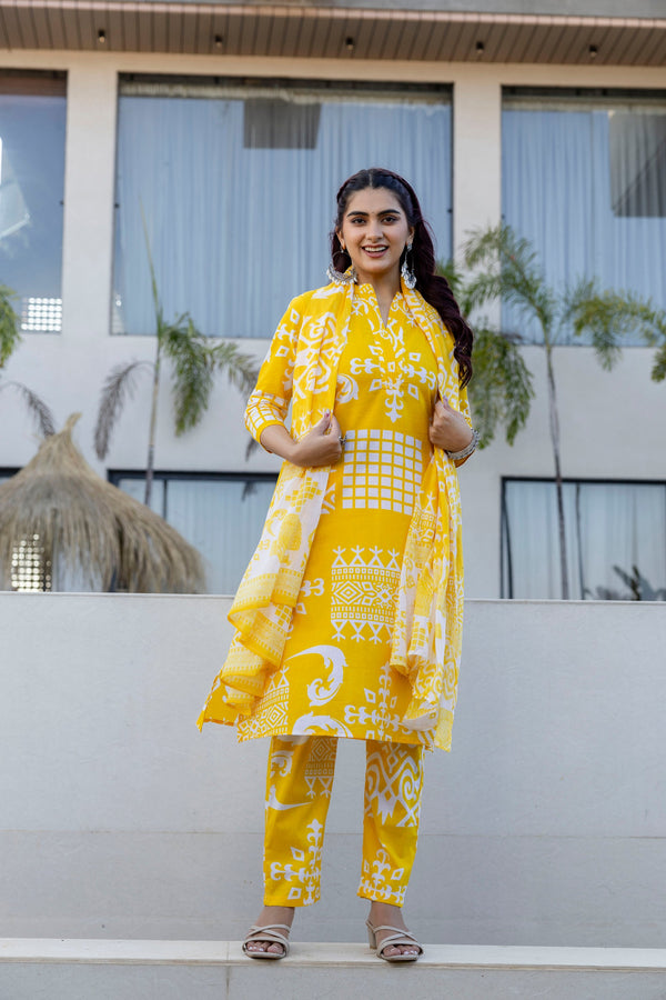 Golden Heritage Cotton Dupatta Set