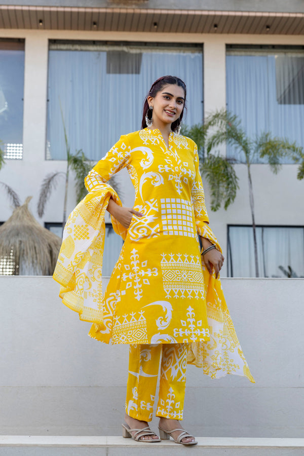Golden Heritage Cotton Dupatta Set