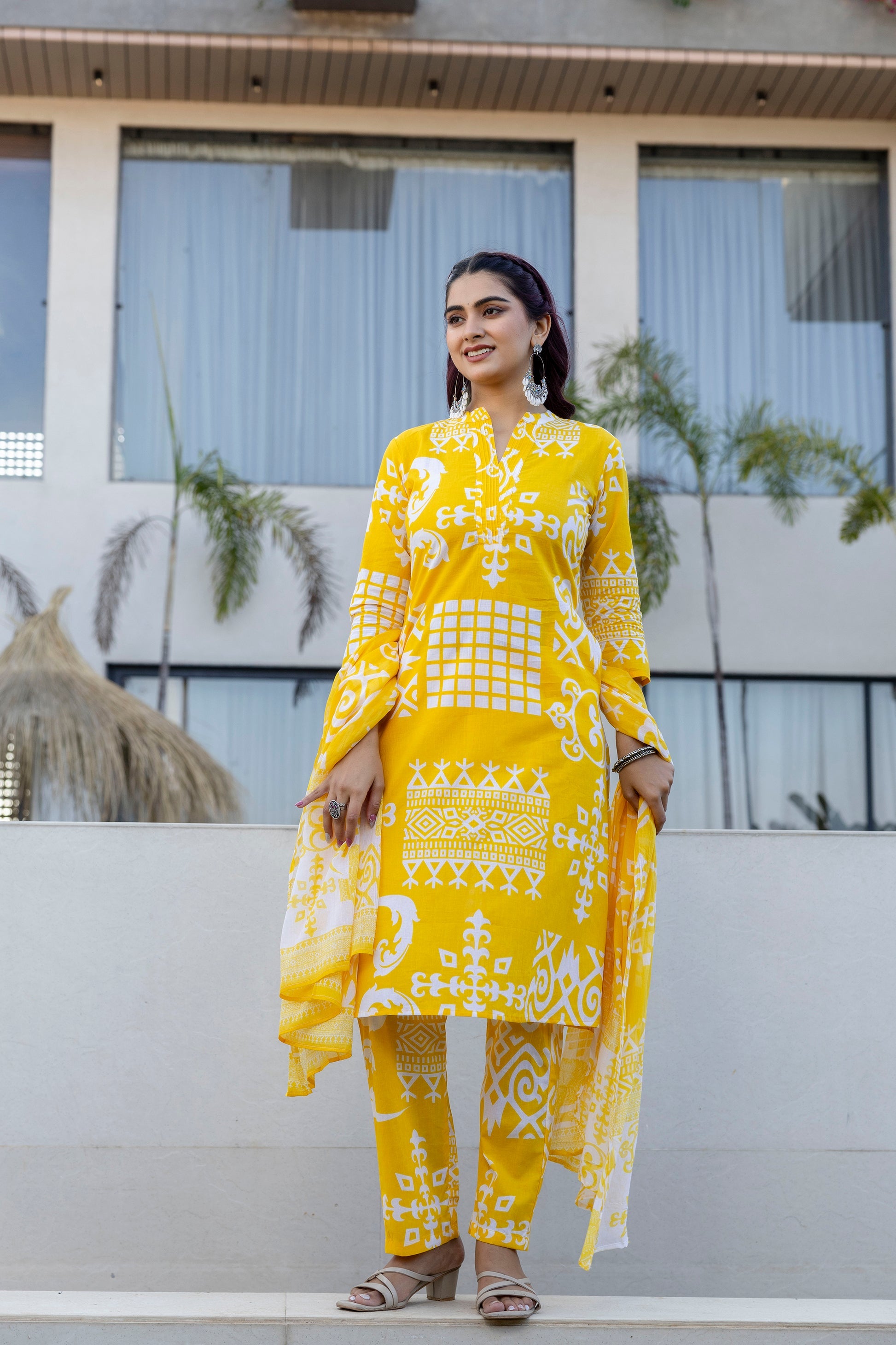 Golden Heritage Cotton Dupatta Set Ð Yellow - Me&My