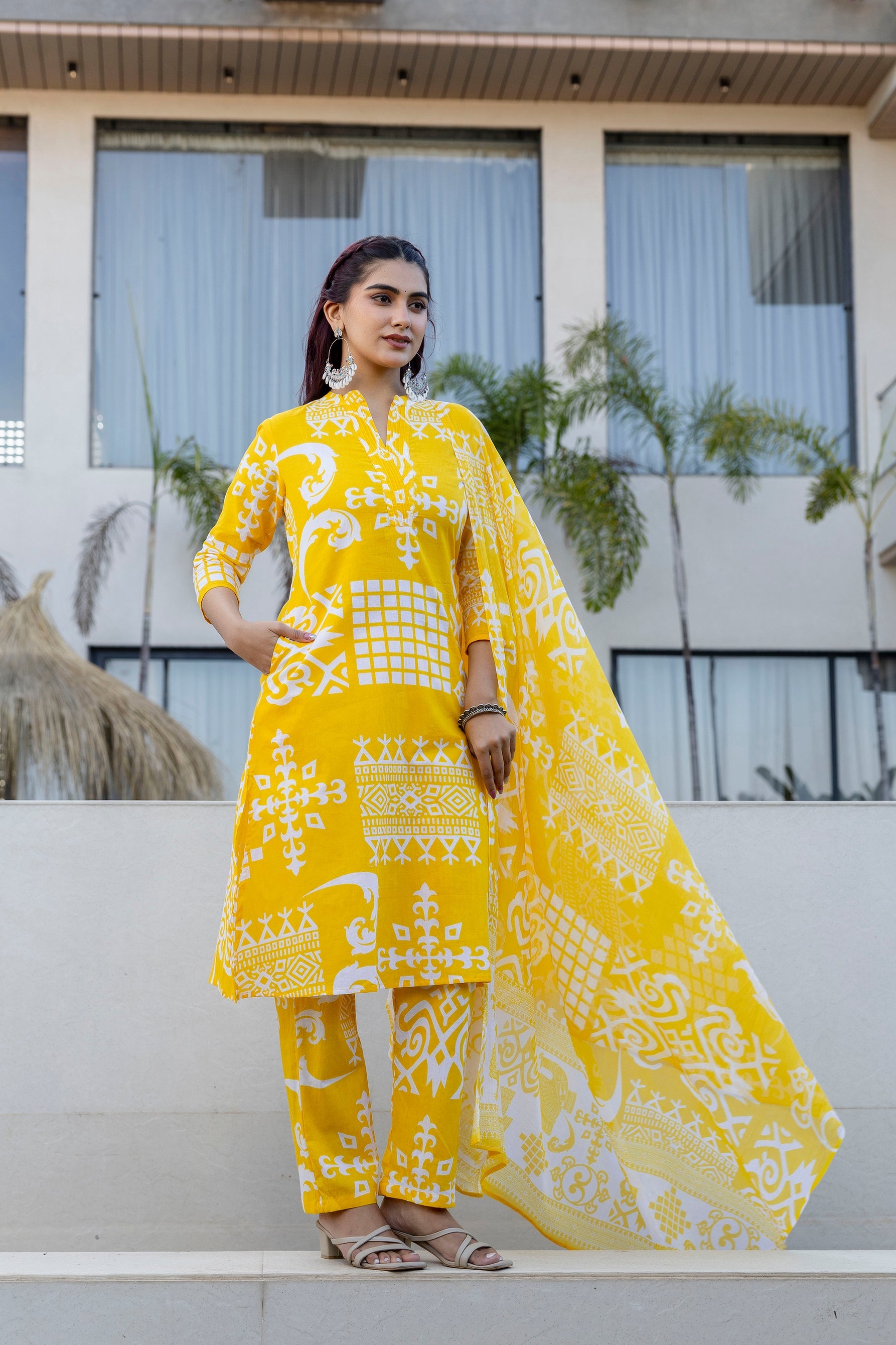 Golden Heritage Cotton Dupatta Set Ð Yellow - Me&My