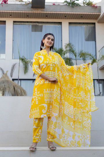 Golden Heritage Cotton Dupatta Set