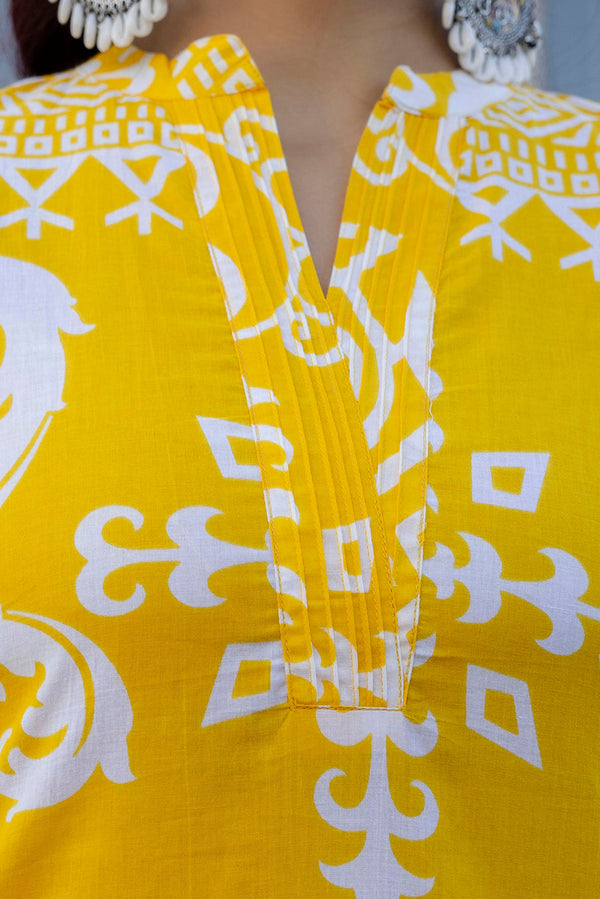 Yellow Zen Abstract Cotton Co-ord Set