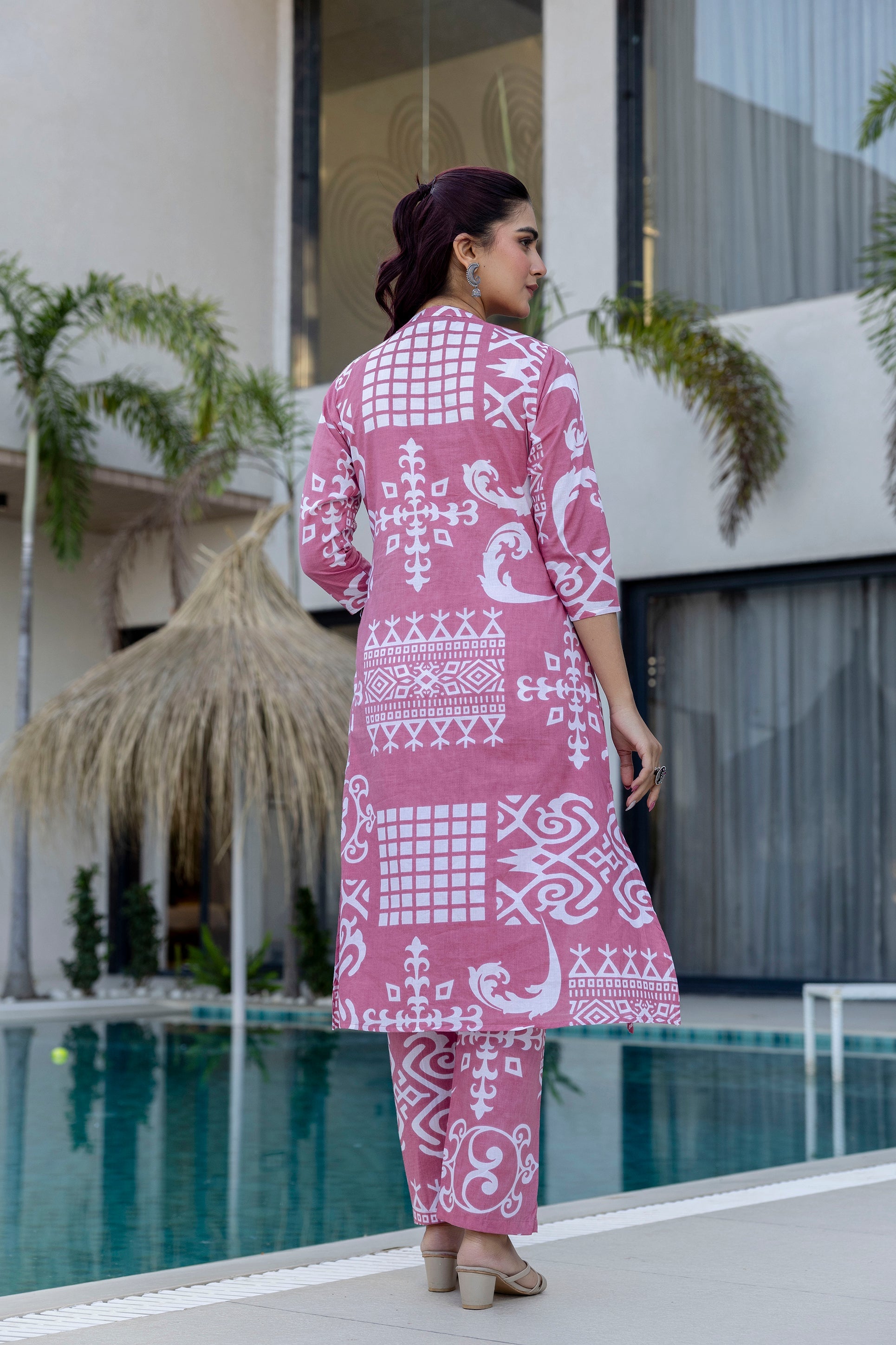 Rose Mosaic Cotton 3-Piece Suit Set Ð Pink - Me&My
