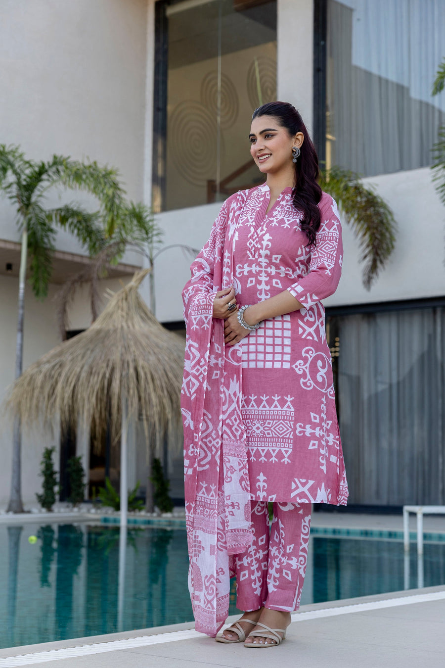 Rose Canvas Ethnic Print Dupatta Set — image 7