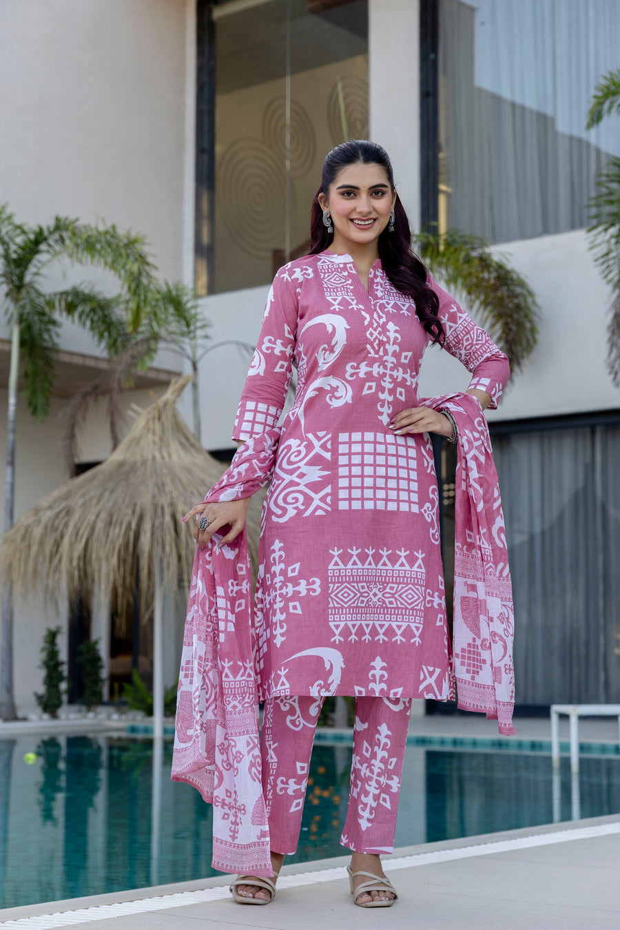 Rose Canvas Ethnic Print Dupatta Set — image 9