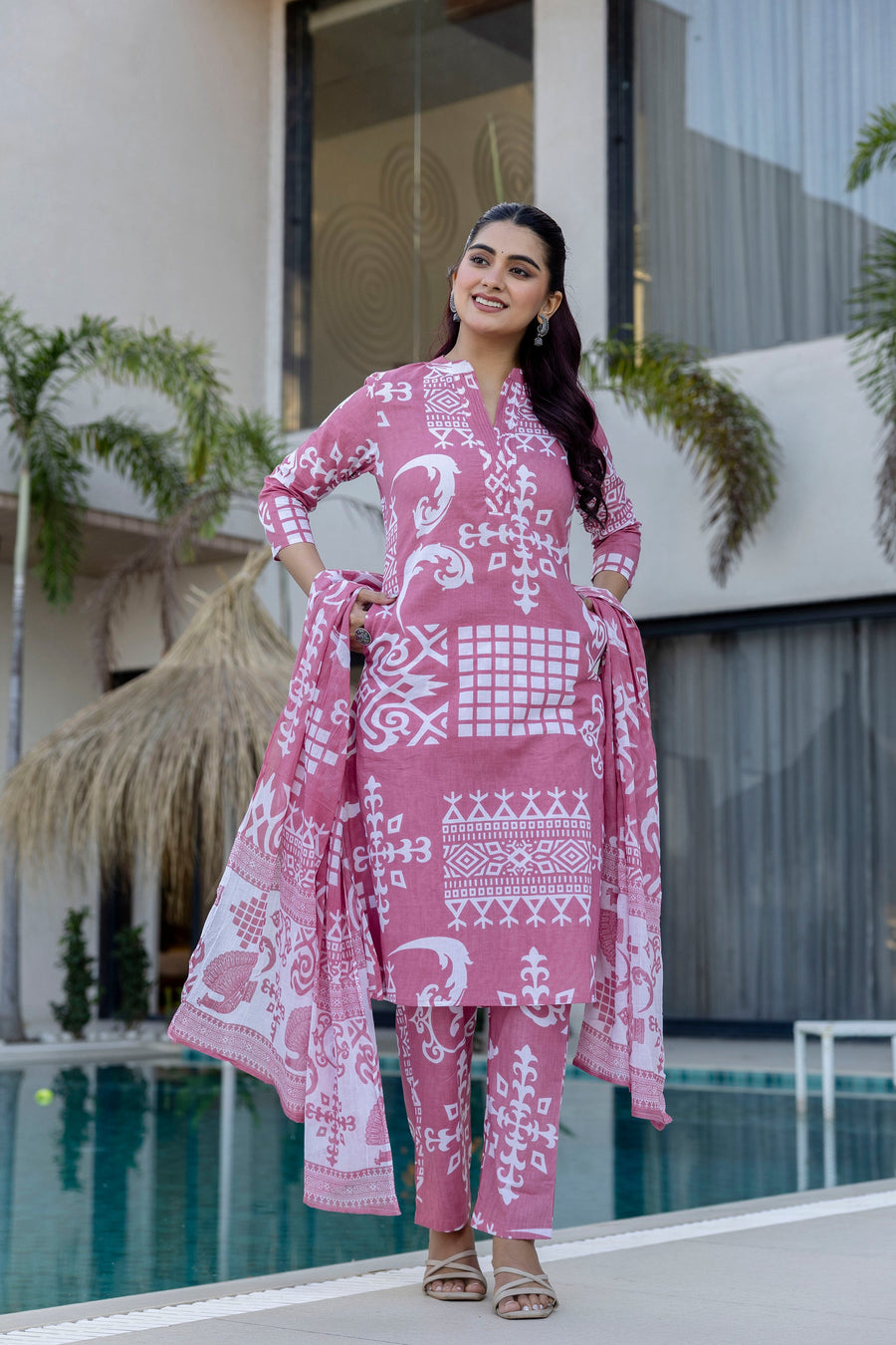Rose Canvas Ethnic Print Dupatta Set — image 5
