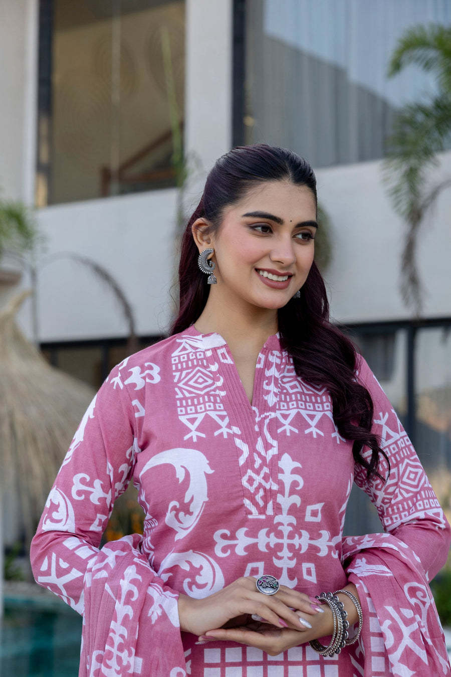 Rose Canvas Ethnic Print Dupatta Set — image 4