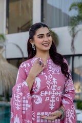 Rose Mosaic Cotton 3-Piece Suit Set Ð Pink - Me&My