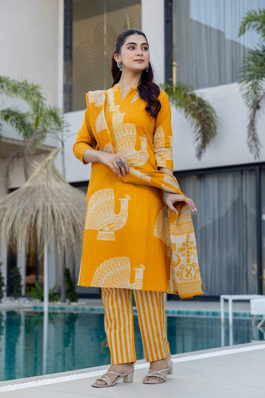 Sunshine Heritage Print Cotton Suit Set with Dupatta — image 8