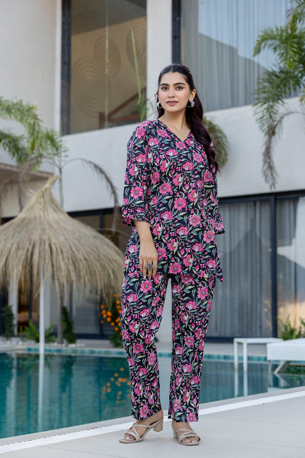 Black Rosy Lane Floral Co-ord Set