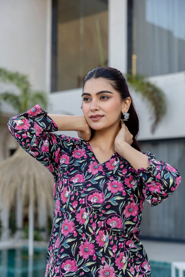 Black Rosy Lane Floral Co-ord Set