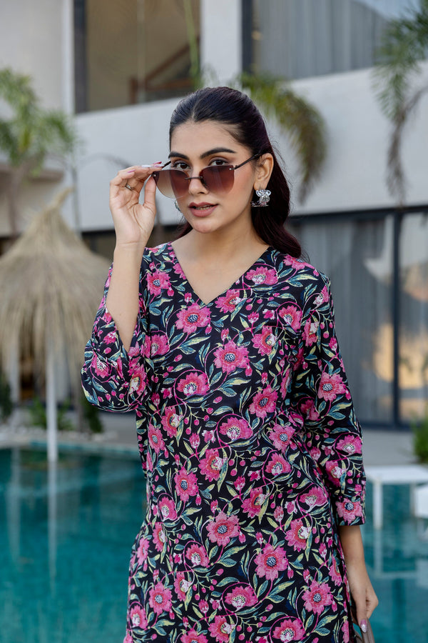 Black Rosy Lane Floral Co-ord Set
