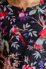 Elegant Black Cotton Botanical Co-ord Set - Me&My