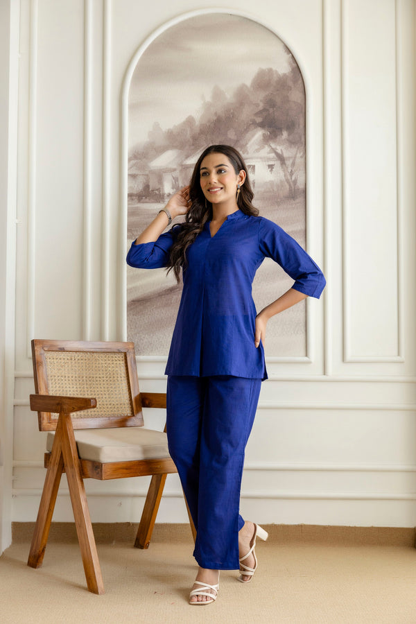 Deepwater Blue Cotton Co-ord Set