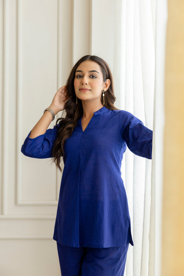 Deepwater Blue Cotton Co-ord Set