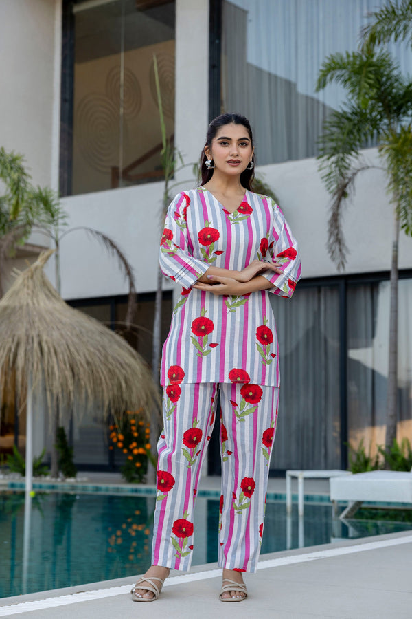 Candy Stripe Poppy Cotton Co-ord Set