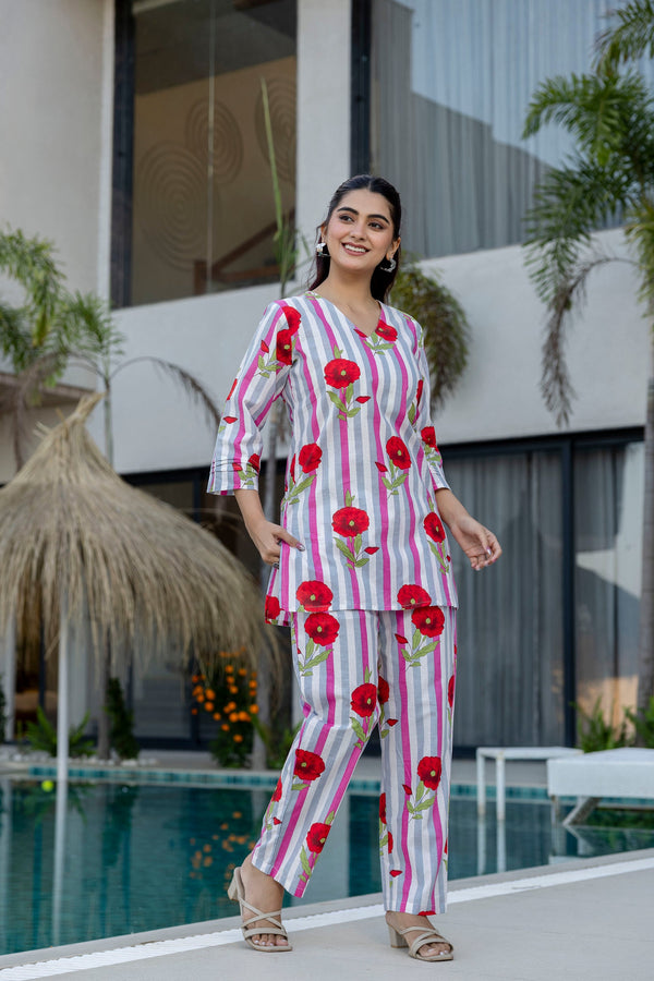 Candy Stripe Poppy Cotton Co-ord Set