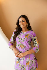 Botanical Elegance Purple Cotton Co-ord Set - Me&My