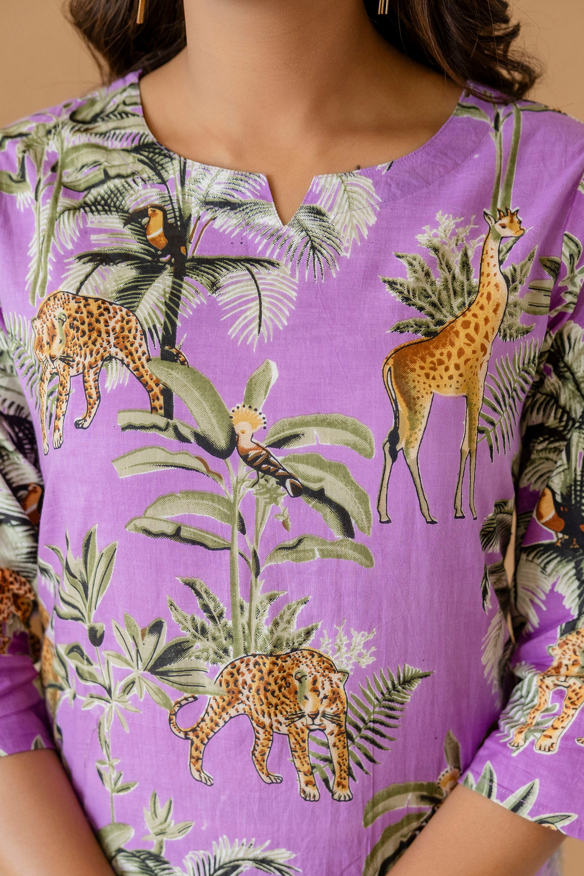 Botanical Elegance Purple Cotton Co-ord Set