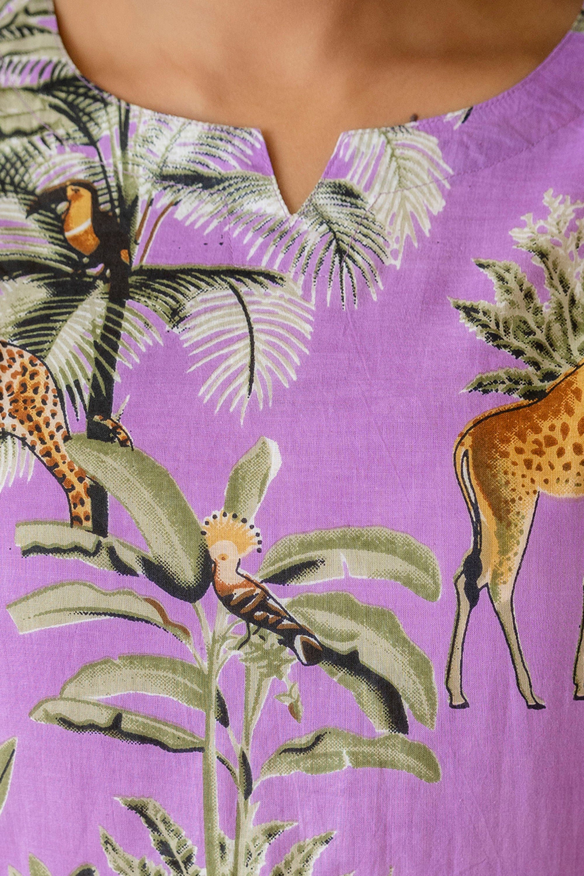 Botanical Elegance Purple Cotton Co-ord Set