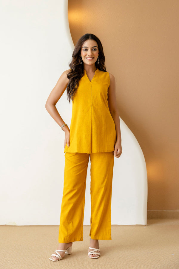 Saffronglow Mustard Cotton Co-ord Set