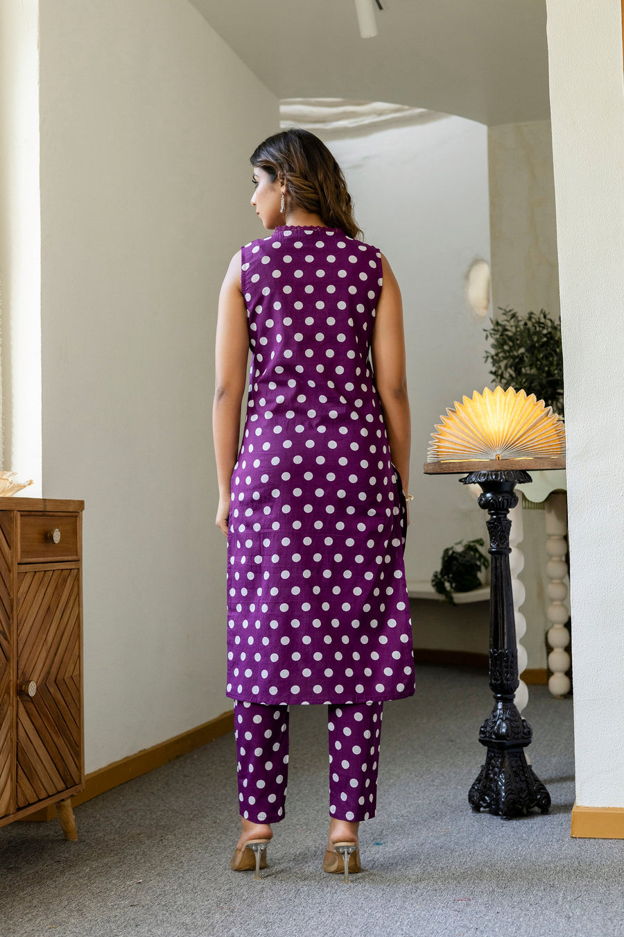 Purple Dotty Cotton Dupatta Set — image 2