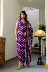 Purple Dotty Cotton Dupatta Set - Me&My