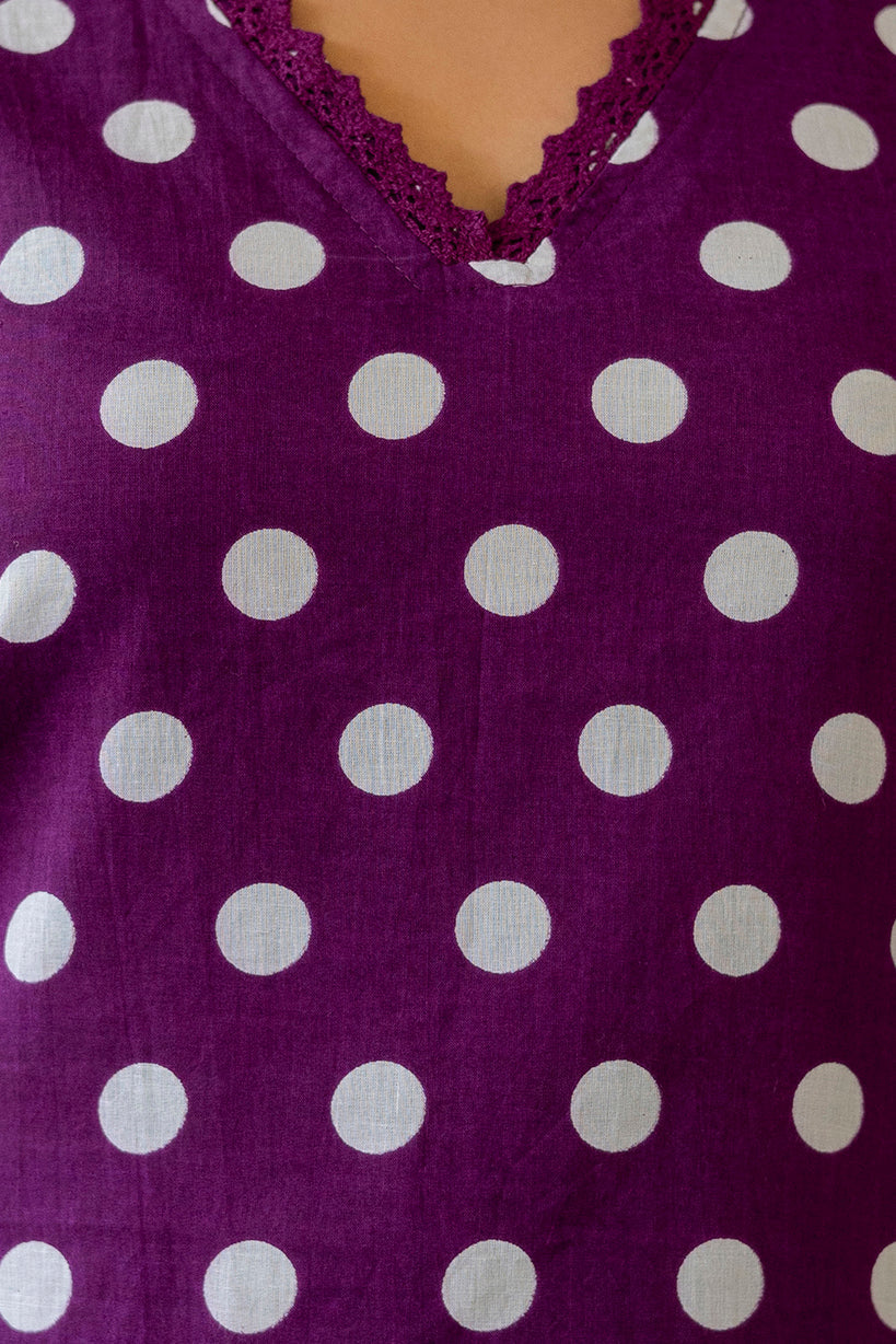 Purple Dotty Cotton Dupatta Set - Me&My