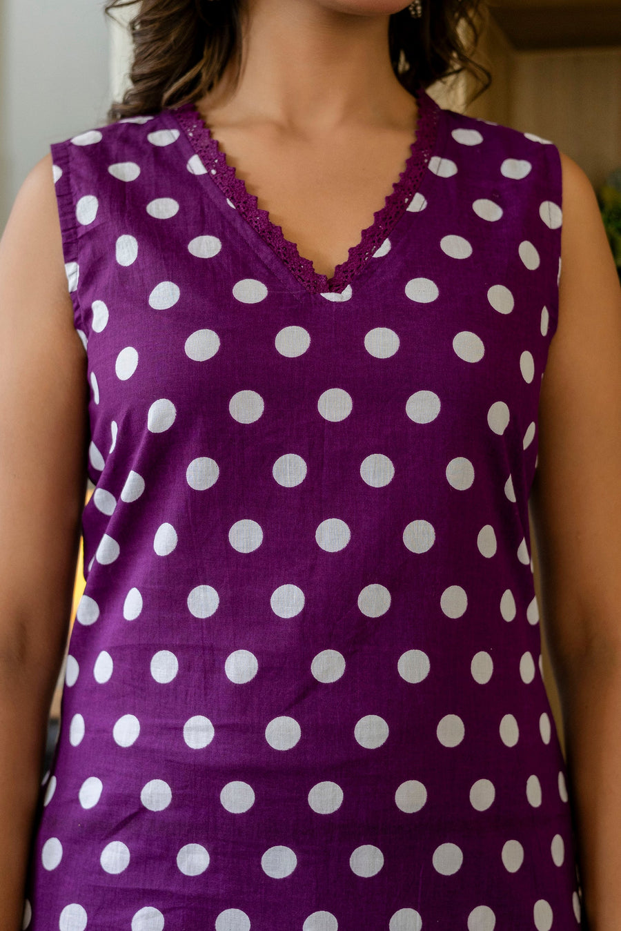 Purple Dotty Cotton Dupatta Set — image 3