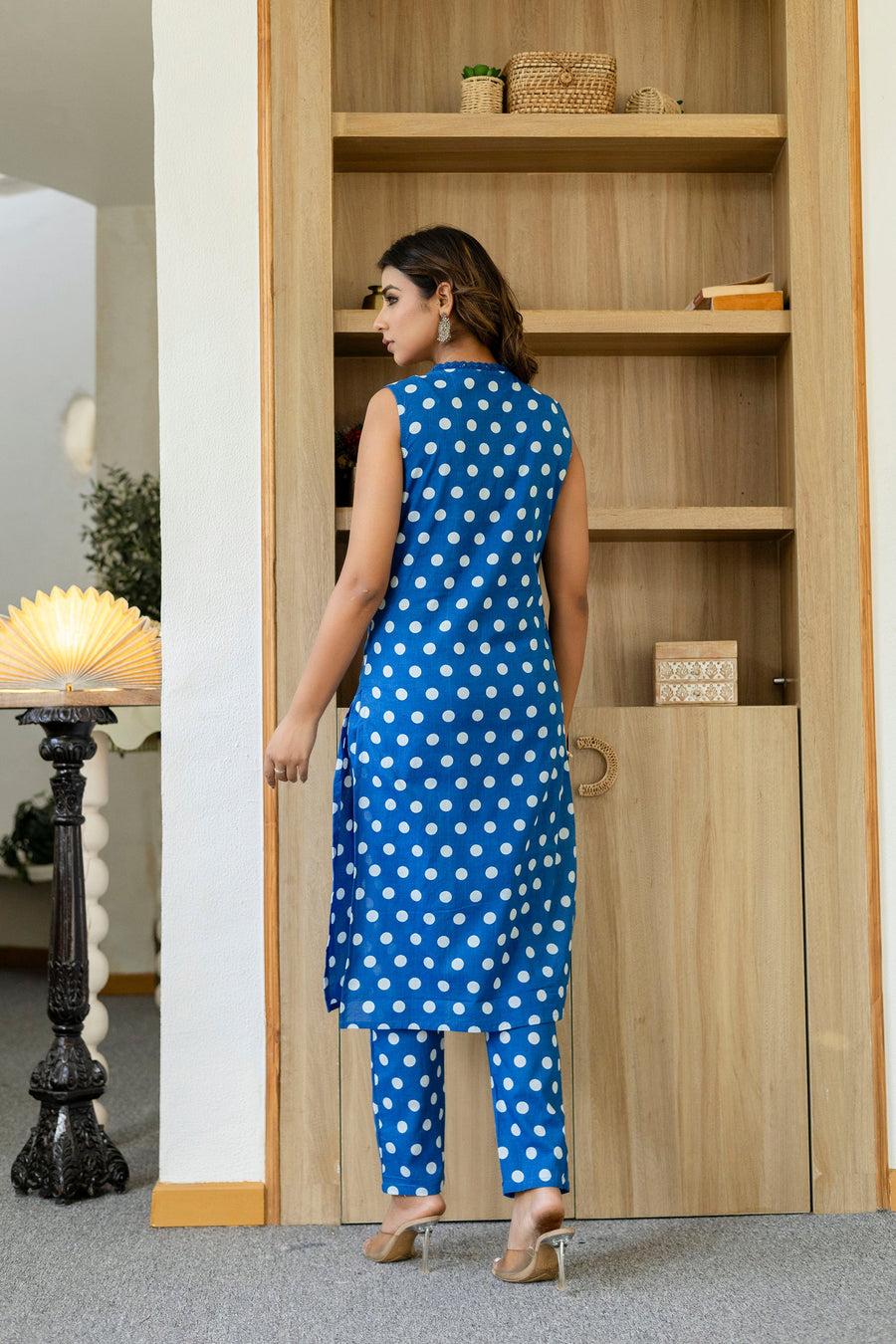 Blue Dotty Cotton Dupatta Set — image 2
