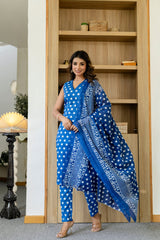 Blue Dotty Cotton Dupatta Set from Me&My