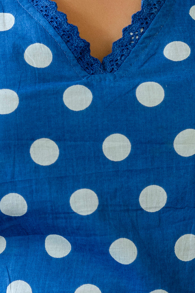 Blue Dotty Cotton Dupatta Set — image 6