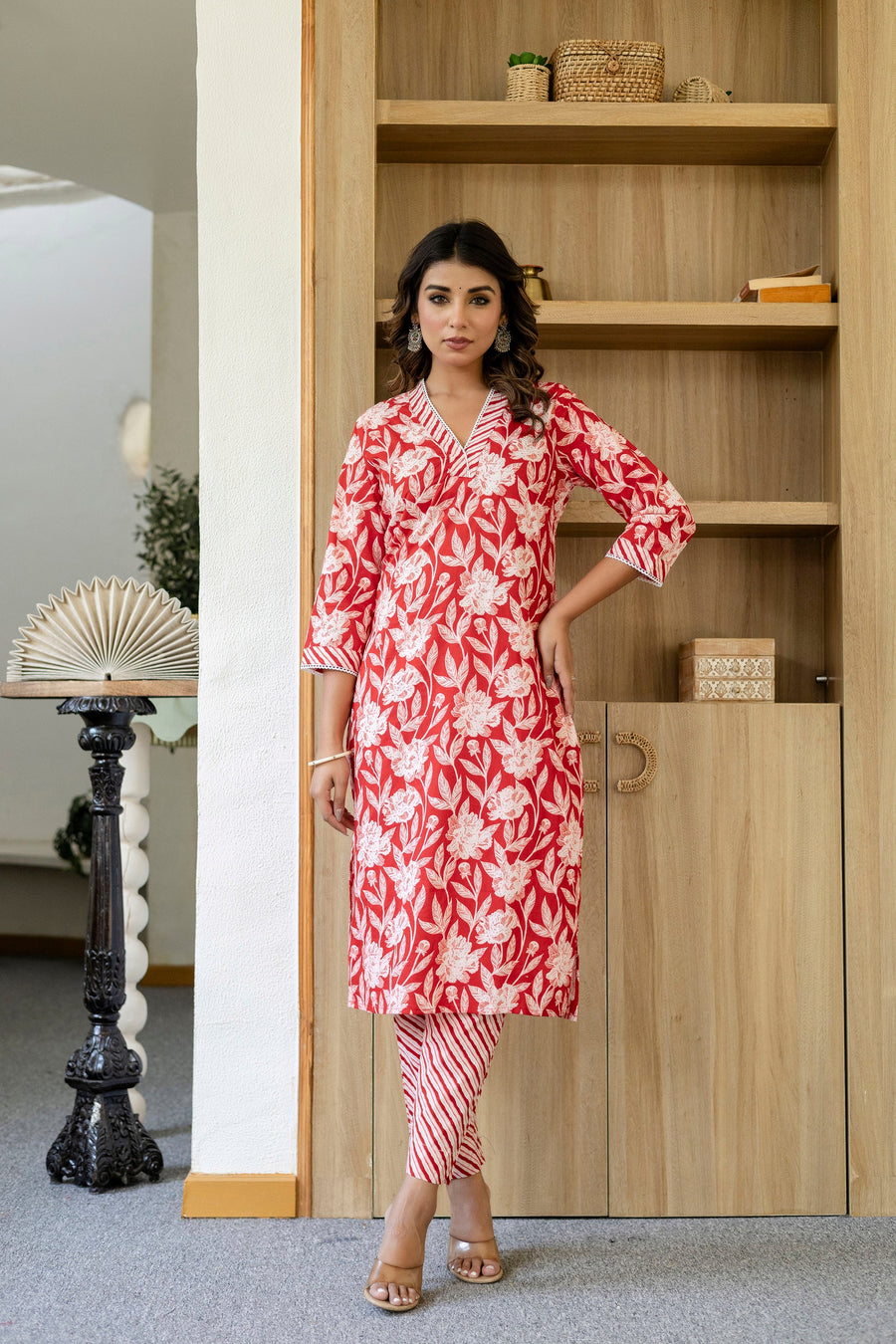 Ruby Red Cotton Dupatta Set — image 8