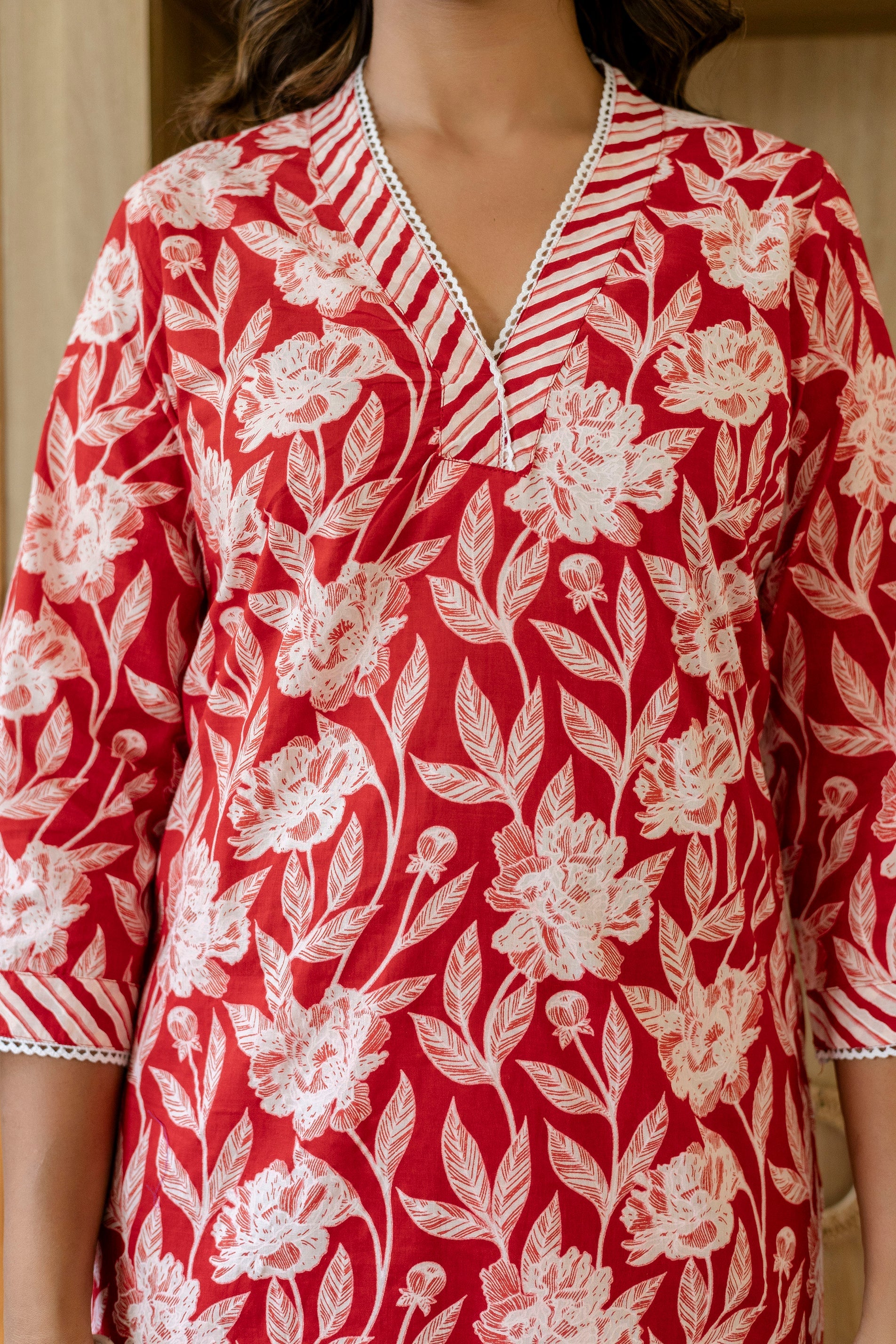 Ruby Red Cotton Dupatta Set - Me&My