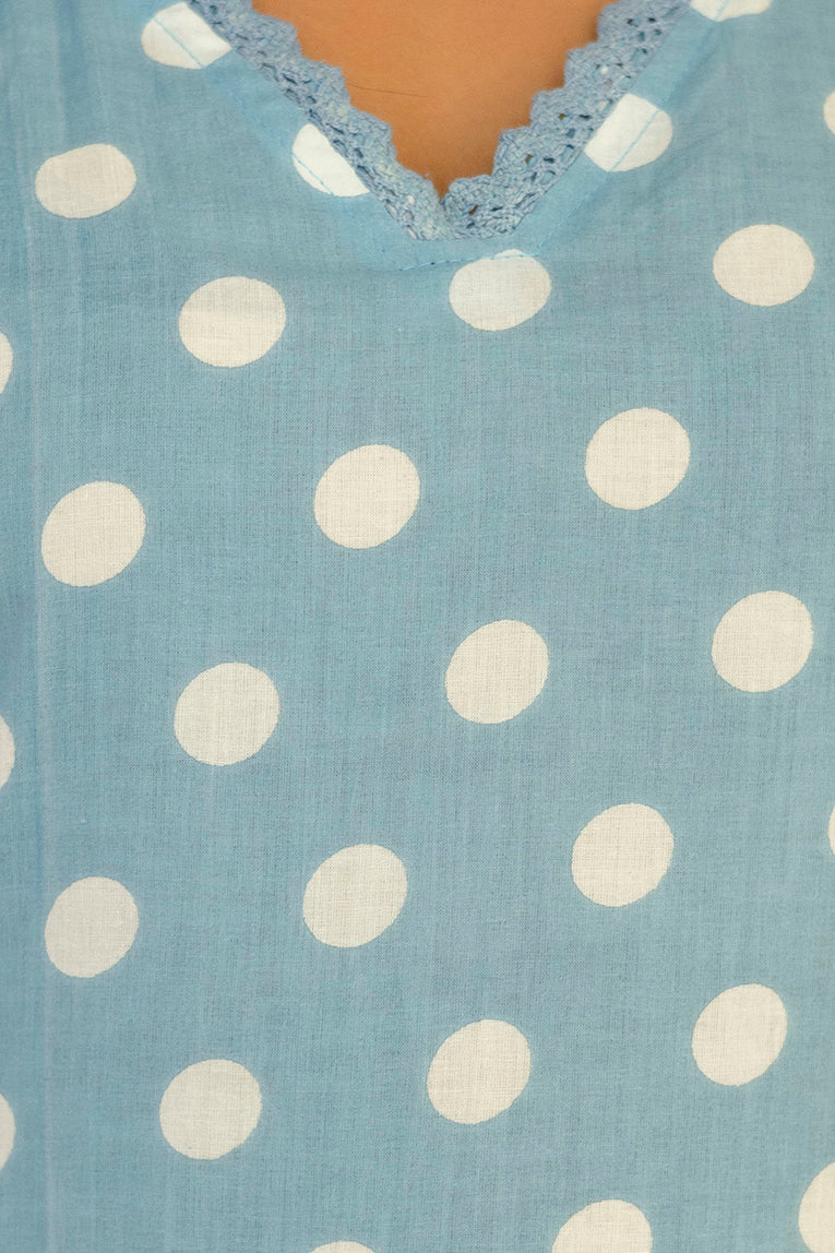 Sky Blue Dotty Cotton Dupatta Set - Me&My