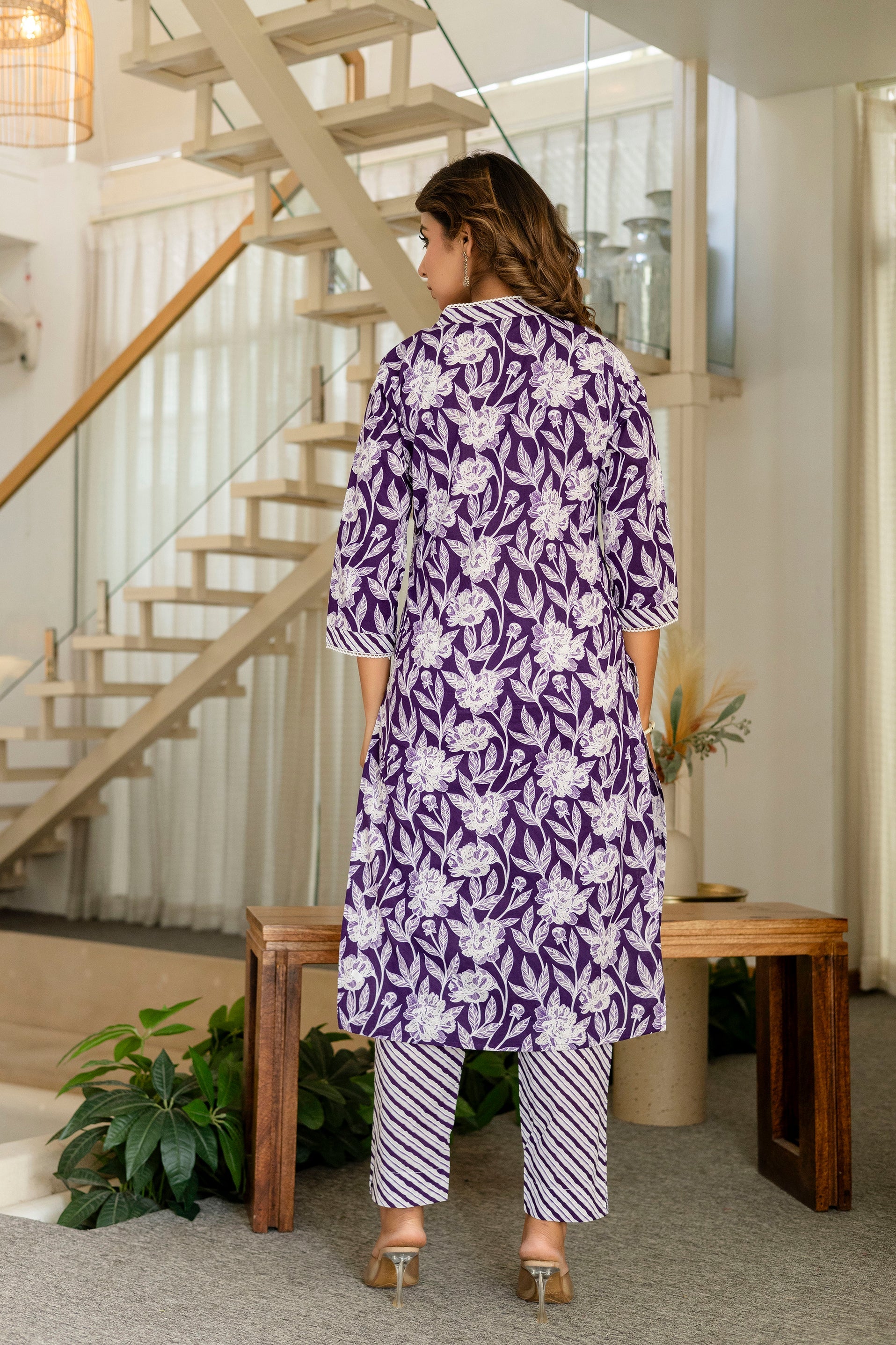 Purple Cotton Dupatta Set - Me&My