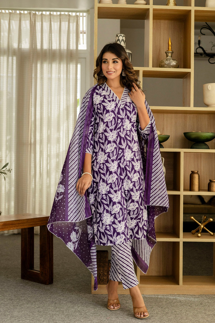 Purple Cotton Dupatta Set — image 10