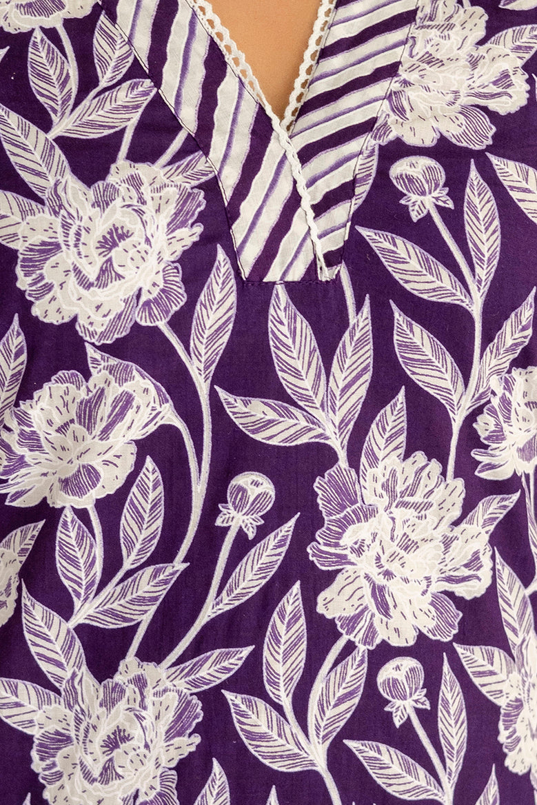 Purple Cotton Dupatta Set - Me&My