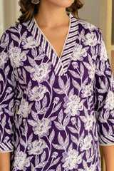 Purple Cotton Dupatta Set - Me&My