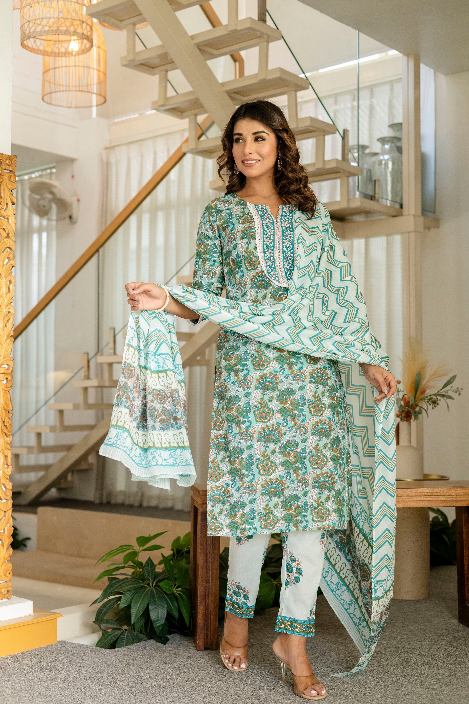 Emerald Green Cotton Dupatta Set from Me&My