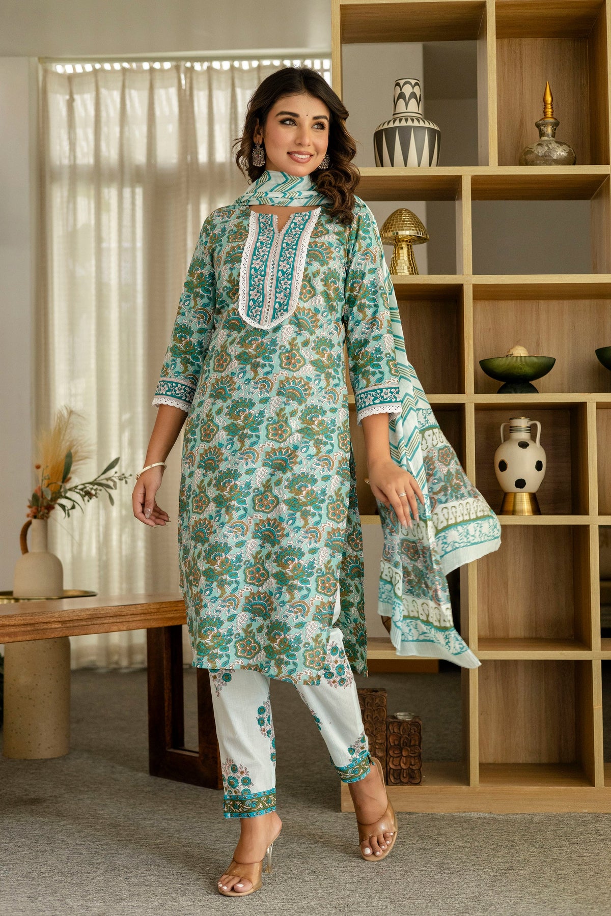 Emerald Green Cotton Dupatta Set from Me&My