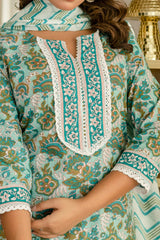 Emerald Green Cotton Dupatta Set from Me&My