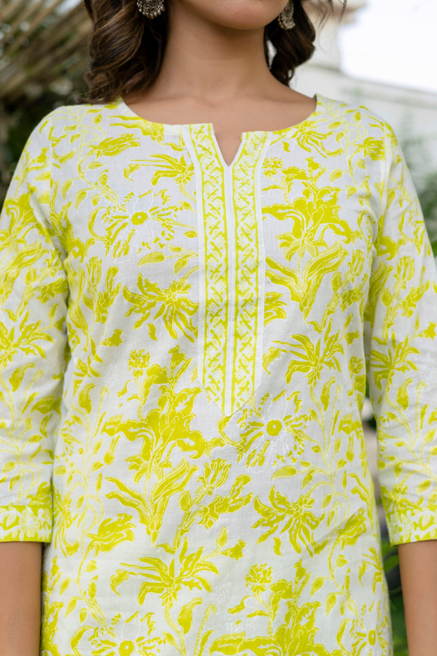 Lemon Yellow Cotton Dupatta Set — image 4