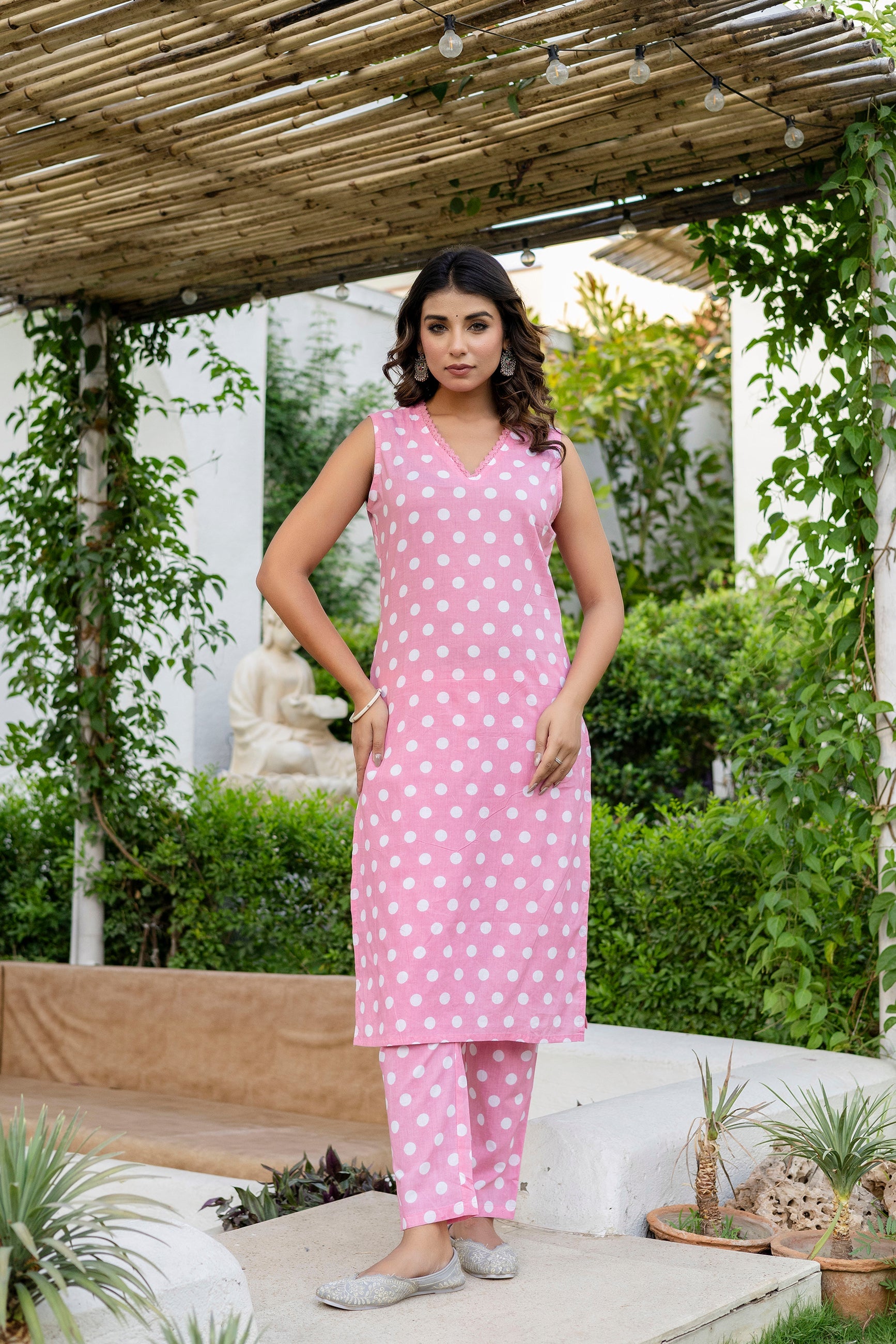 Pink Dotty Cotton Dupatta Set - Me&My