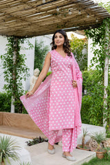 Pink Dotty Cotton Dupatta Set - Me&My