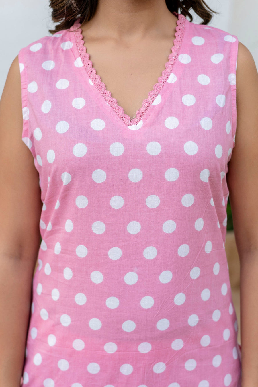 Pink Dotty Cotton Dupatta Set — image 3