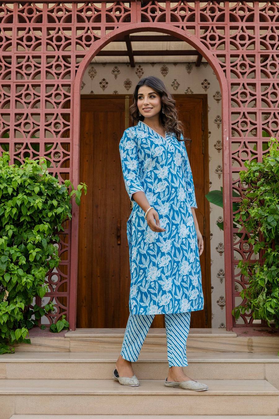 Blue Cotton Dupatta Set — image 6